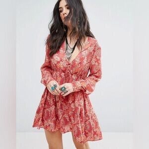 Free People Stealing Fire Floral Print Peasant Tunic Dress Size: L